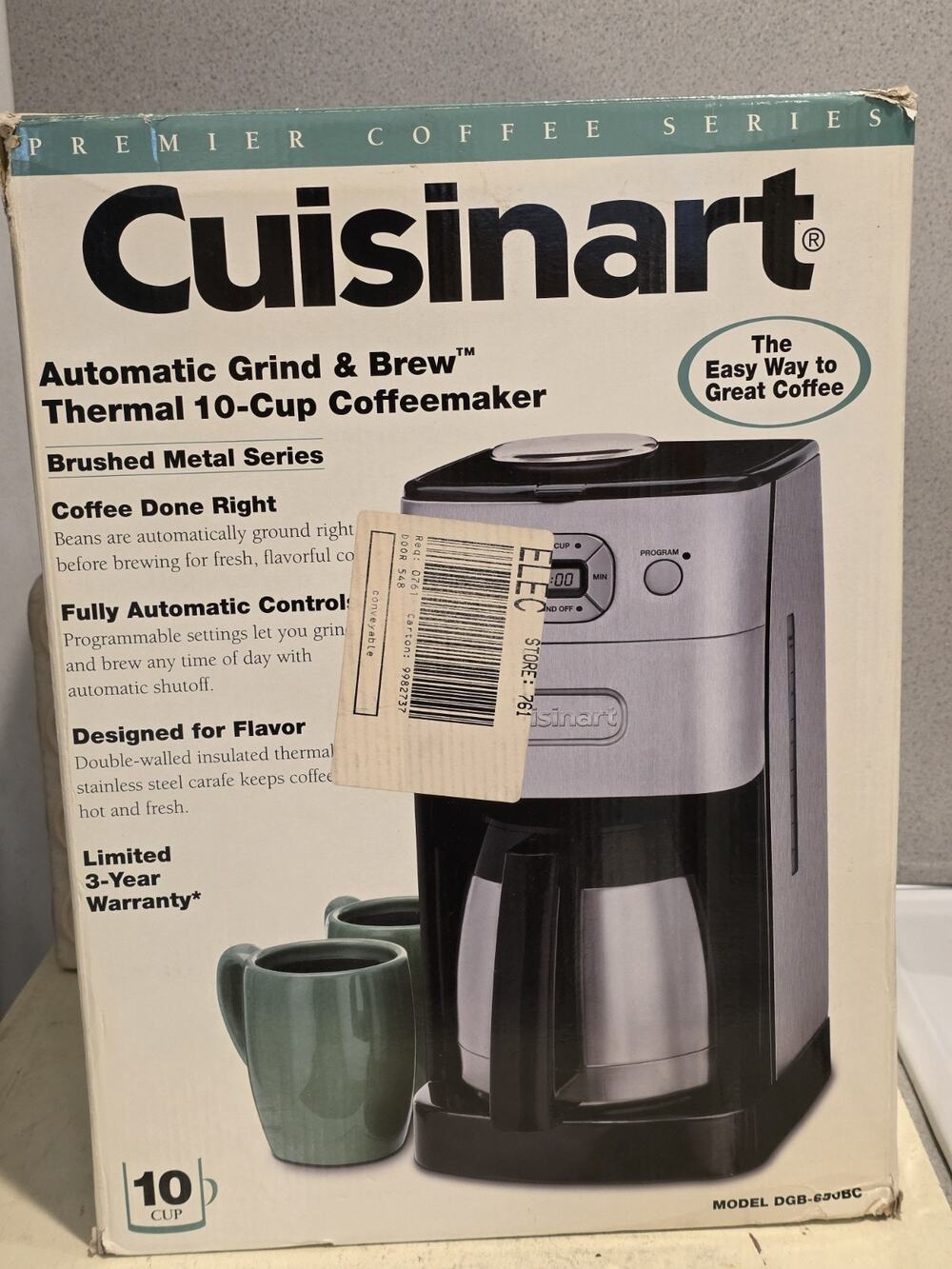 Cuisinart Grind & Brew Thermal 10 Cup Automatic Coffeemaker DGB-650BCP1 NIB
